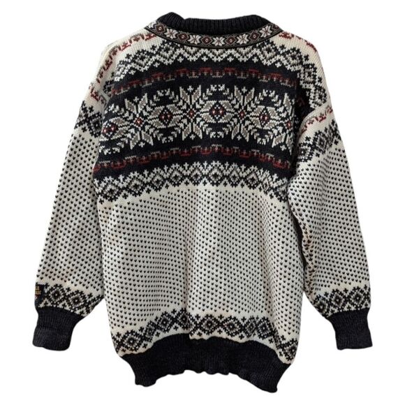 Vintage Dale of Norway Gray and Cream/Off-White Wool Nordic Cardigan Sweater NWT - Picture 2 of 6